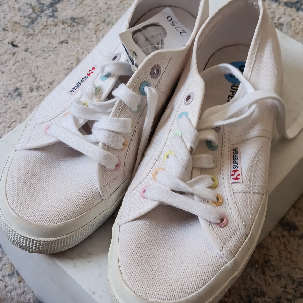 Superga White Rainbow Sneakers Size 39 US 8